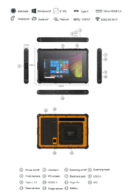 IP67 8 ίντσας αναγνώσιμη 800×1280 ταμπλετών τραχιά οθόνη PC HD Sunglight